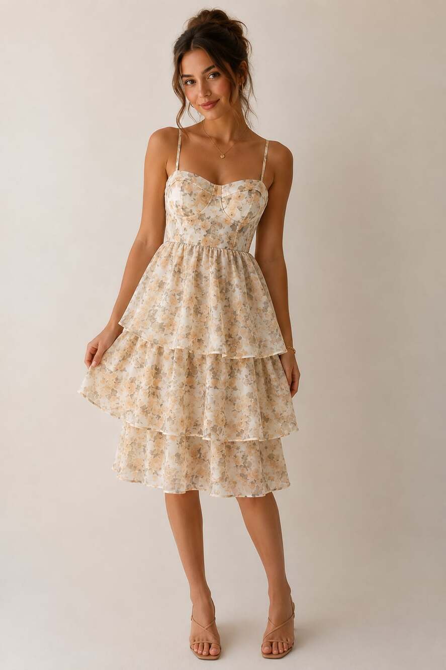 New with tags  Floral Tiered Midi Dress Size M